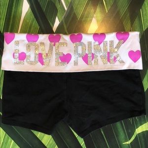VS PINK yoga shorts bling rhinestone